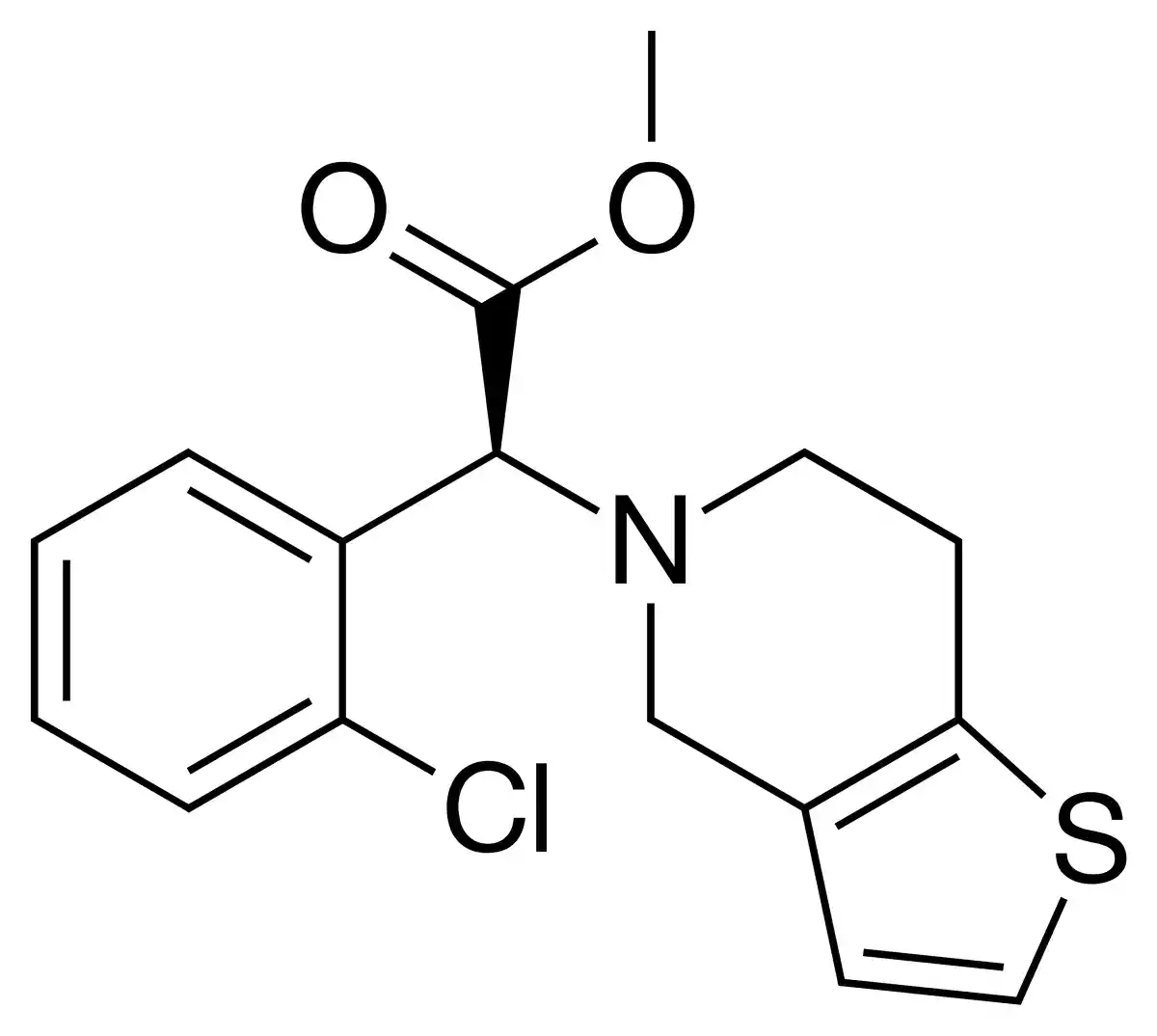 Η χημική δομή του Clopidogrel περιλαμβάνει έναν θειενοπυριδινικό δακτύλιο και μια καρβοξυλική ομάδα, που είναι κρίσιμες για τη δράση του.