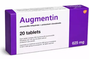 AUGMENTIN συσκευασία αντιβιοτικού με αμοξυκιλλίνη και κλαβουλανικό οξύ
