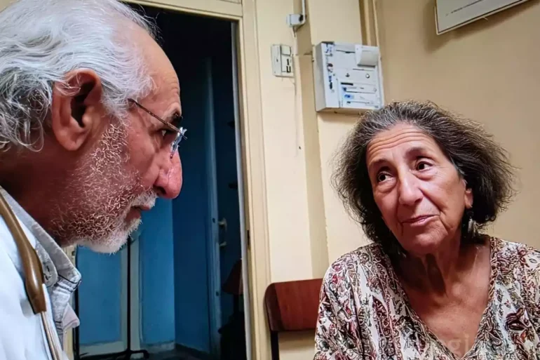 Καρκίνος εντέρου συμπτώματα: Γιατρός συζητά με ασθενή σε κλινικό περιβάλλον