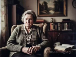 Ηλικιωμένη γυναίκα με μελαγχολική έκφραση, εικόνα για τα ψυχικά σημάδια της νόσου Πάρκινσον.