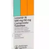 Κουτί φαρμάκου LONARID N (δισκία) σε λευκό ιατρικό φόντο.
