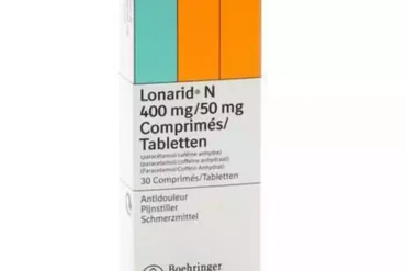 Κουτί φαρμάκου LONARID N (δισκία) σε λευκό ιατρικό φόντο.