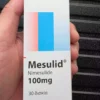 Κουτί φαρμάκου Mesulid 100mg σε δισκία για πόνο και φλεγμονή.