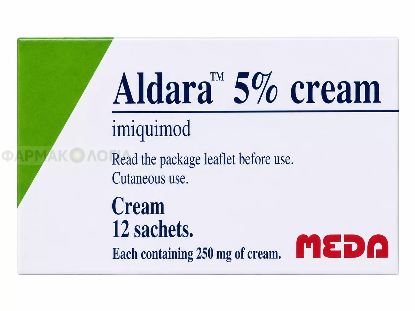 Συσκευασία ALDARA 5% cream με ιμικιμόδη και 12 φακελίσκους των 250 mg κρέμας.