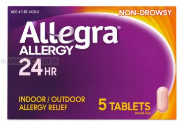 Συσκευασία ALLEGRA Allergy 24 HR με 5 δισκία για ανακούφιση συμπτωμάτων αλλεργίας.